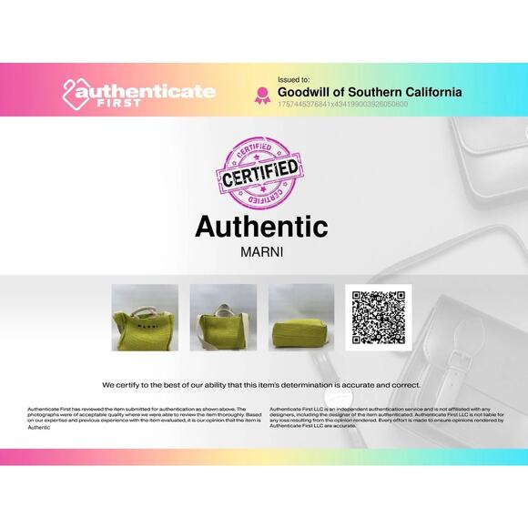 MARNI Neon Green Embroidered Raffia Tote - Picture 9 of 10